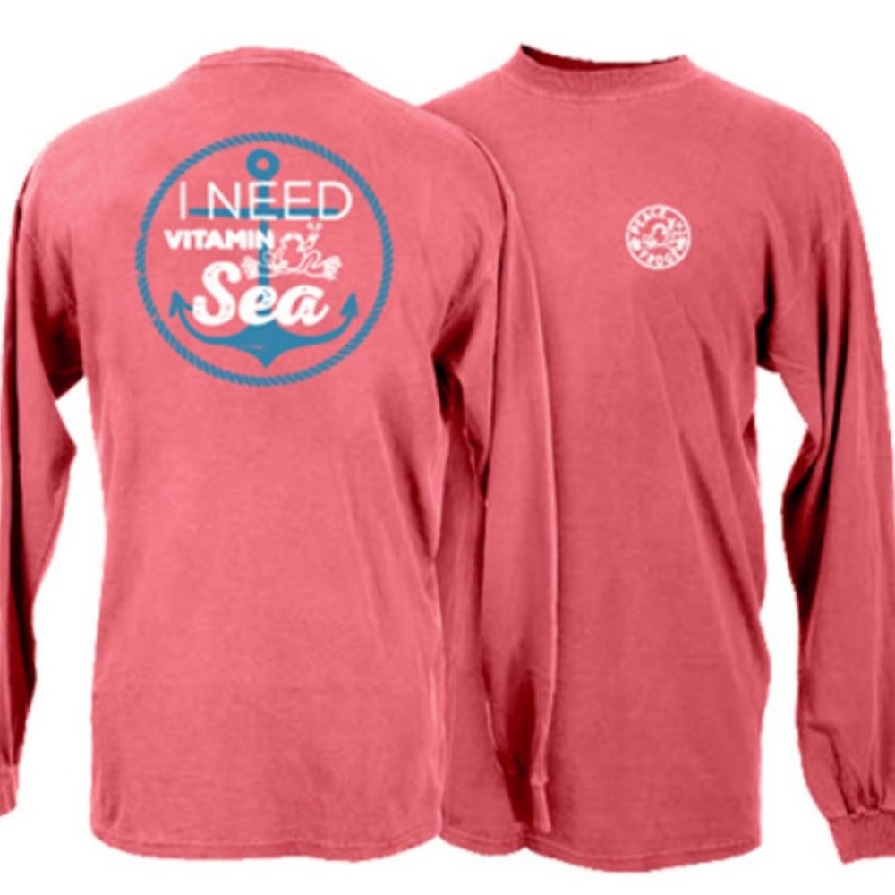 Peace Frogs "I Need Vitamin Sea" Bright Beach Oversized Long Sleeve (size M)